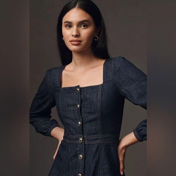 Reformation Celeste Denim Maxi Dress NWT - Picture 2 of 10